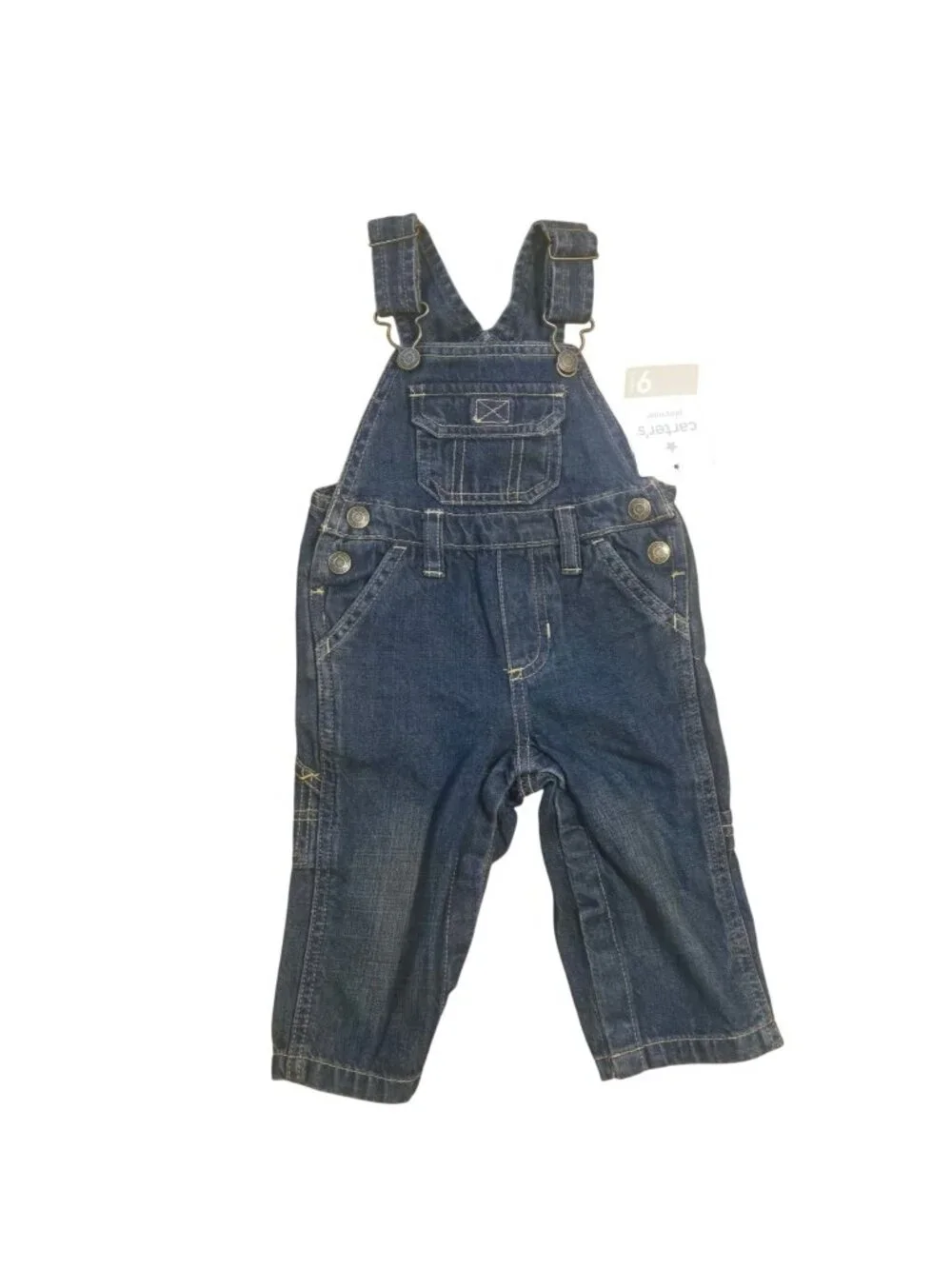 Carters Baby Denim Overalls 9 Months Adjustable Straps Front Back Pockets NWT